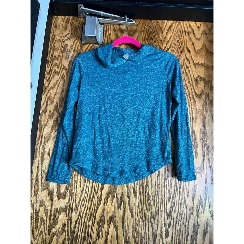 Athleta Girl All You Got Top Billard Teal Hooded Top Girls Size Large/12